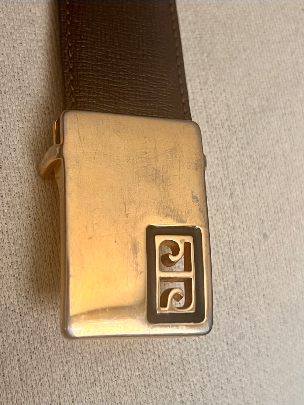 VTG Pierre Cardin Brown Cowhide Leather Logo Belt Retro Classic Old Money - Picture 9 of 11